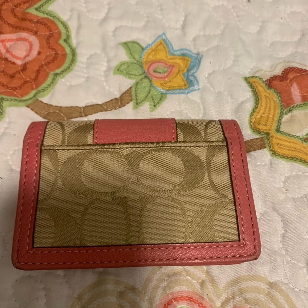 Coach Pink and Tan Women's Wallet - Picture 10 of 11